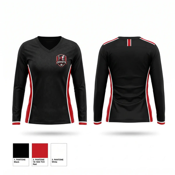Womens Long Sleeve Vneck Shirt, Los Coyotes, Men's Soccer, Teamtime, Team time, sublimation, custom sports apparel, team uniforms, spirit wear, spiritwear, sports uniforms, custom shirts, team store, custom team store, fundraiser sports, apparel fundraiser