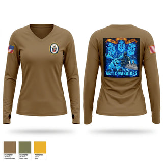 Womens Long Sleeve Vneck Shirt, USS Anchorage, Navy, Teamtime, Team time, sublimation, custom sports apparel, team uniforms, spirit wear, spiritwear, sports uniforms, custom shirts, team store, custom team store, fundraiser sports, apparel fundraiser