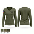 1st Marine Division HQ Battalion Comm Co 31335533 Women's Long Sleeve V-neck Shirt - 1