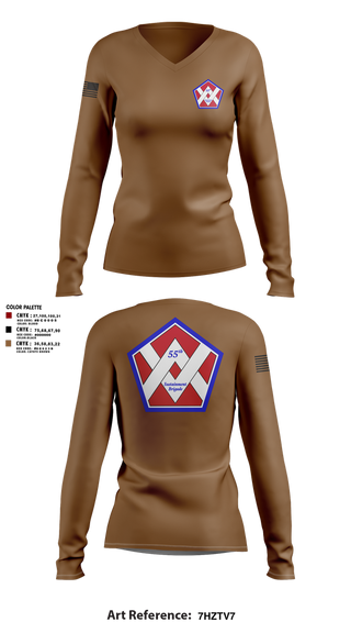 Womens Long Sleeve Vneck Shirt, 55th Sustainment Brigade, , Teamtime, Team time, sublimation, custom sports apparel, team uniforms, spirit wear, spiritwear, sports uniforms, custom shirts, team store, custom team store, fundraiser sports, apparel fundraiser