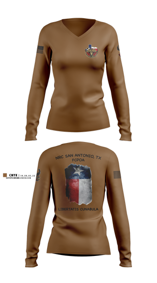 Womens Long Sleeve Vneck Shirt, NRC San Antonio, TX, Navy, Teamtime, Team time, sublimation, custom sports apparel, team uniforms, spirit wear, spiritwear, sports uniforms, custom shirts, team store, custom team store, fundraiser sports, apparel fundraiser