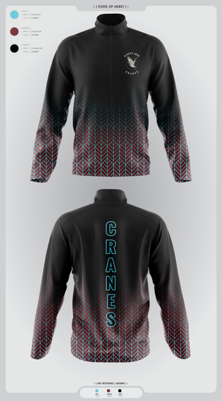 Fleece Jacket, Cranes, Spirit Store, Teamtime, Team time, sublimation, custom sports apparel, team uniforms, spirit wear, spiritwear, sports uniforms, custom shirts, team store, custom team store, fundraiser sports, apparel fundraiser