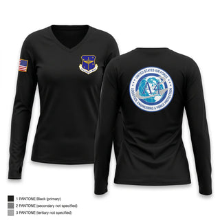 Womens Long Sleeve Vneck Shirt, 19th Airlift Wing, Air Force, Teamtime, Team time, sublimation, custom sports apparel, team uniforms, spirit wear, spiritwear, sports uniforms, custom shirts, team store, custom team store, fundraiser sports, apparel fundraiser