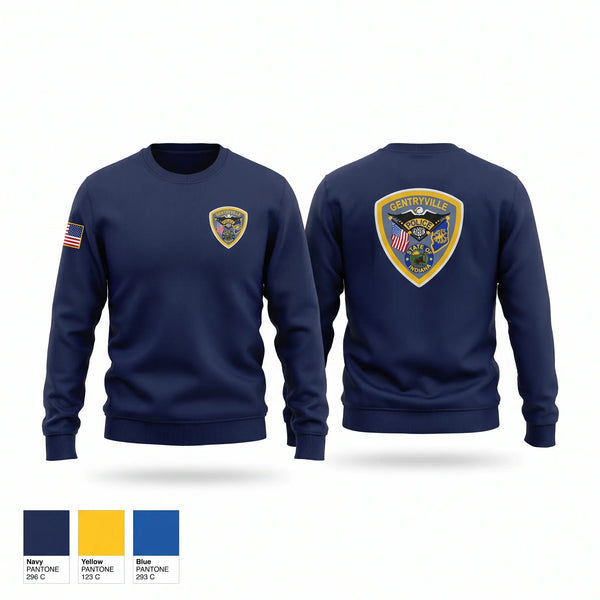 Crew Neck Sweatshirt, GENTRYVILLE POLICE DEPARTMENT, Police, Teamtime, Team time, sublimation, custom sports apparel, team uniforms, spirit wear, spiritwear, sports uniforms, custom shirts, team store, custom team store, fundraiser sports, apparel fundraiser