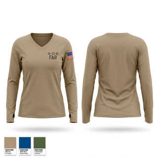 Womens Long Sleeve Vneck Shirt, 1/A/3-321 FAR, Army, Teamtime, Team time, sublimation, custom sports apparel, team uniforms, spirit wear, spiritwear, sports uniforms, custom shirts, team store, custom team store, fundraiser sports, apparel fundraiser