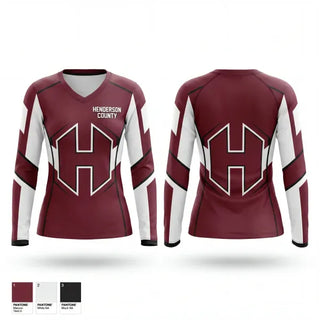 Womens Long Sleeve Vneck Shirt, Henderson County, Baseball, Teamtime, Team time, sublimation, custom sports apparel, team uniforms, spirit wear, spiritwear, sports uniforms, custom shirts, team store, custom team store, fundraiser sports, apparel fundraiser