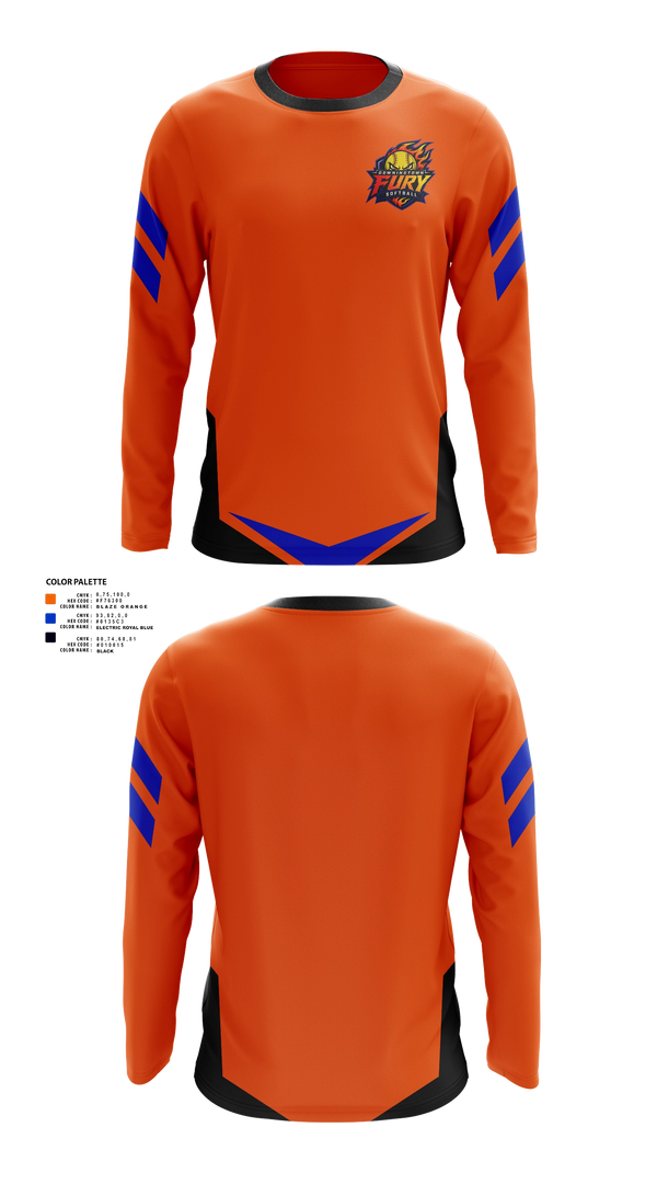 Long Sleeve Performance Shirt, Downingtown Fury, Softball, Teamtime, Team time, sublimation, custom sports apparel, team uniforms, spirit wear, spiritwear, sports uniforms, custom shirts, team store, custom team store, fundraiser sports, apparel fundraiser