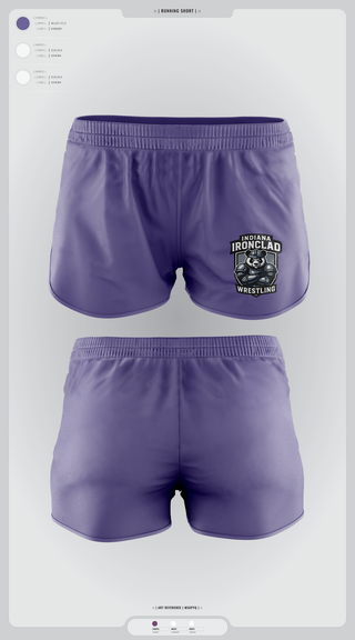 Womens Shorts, Indiana Ironclad Wrestling, Wrestling, Teamtime, Team time, sublimation, custom sports apparel, team uniforms, spirit wear, spiritwear, sports uniforms, custom shirts, team store, custom team store, fundraiser sports, apparel fundraiser