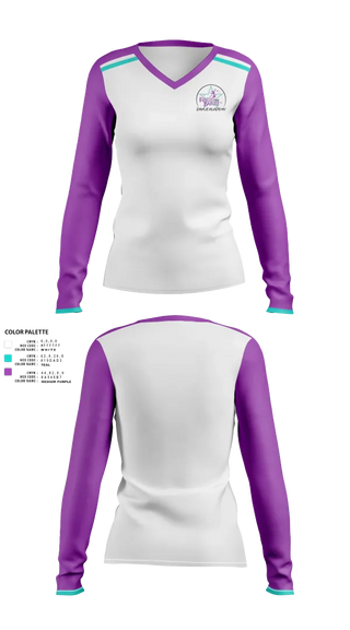 Womens Long Sleeve Vneck Shirt, Raise the Barre Dance Academy, , Teamtime, Team time, sublimation, custom sports apparel, team uniforms, spirit wear, spiritwear, sports uniforms, custom shirts, team store, custom team store, fundraiser sports, apparel fundraiser