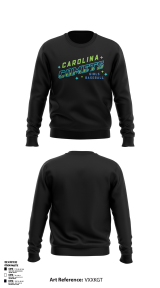 Crew Neck Sweatshirt, Carolina Comets, Baseball, Teamtime, Team time, sublimation, custom sports apparel, team uniforms, spirit wear, spiritwear, sports uniforms, custom shirts, team store, custom team store, fundraiser sports, apparel fundraiser