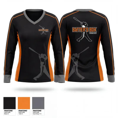 The Batter’s Box Training Academy 22345325 Women's Long Sleeve V-neck Shirt - 1