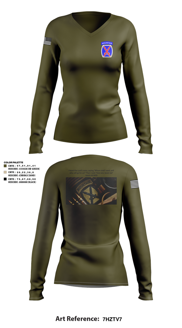 Womens Long Sleeve Vneck Shirt, CHO, Army, Teamtime, Team time, sublimation, custom sports apparel, team uniforms, spirit wear, spiritwear, sports uniforms, custom shirts, team store, custom team store, fundraiser sports, apparel fundraiser