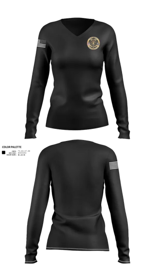 Womens Long Sleeve Vneck Shirt, Bent County Sheriff, Police, Teamtime, Team time, sublimation, custom sports apparel, team uniforms, spirit wear, spiritwear, sports uniforms, custom shirts, team store, custom team store, fundraiser sports, apparel fundraiser
