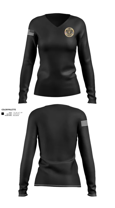 Bent County Sheriff 97911900 Women's Long Sleeve V-neck Shirt - 100