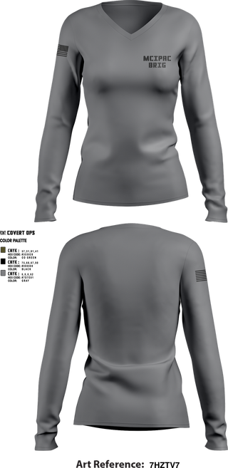 Womens Long Sleeve Vneck Shirt, MCIPAC Brig, , Teamtime, Team time, sublimation, custom sports apparel, team uniforms, spirit wear, spiritwear, sports uniforms, custom shirts, team store, custom team store, fundraiser sports, apparel fundraiser