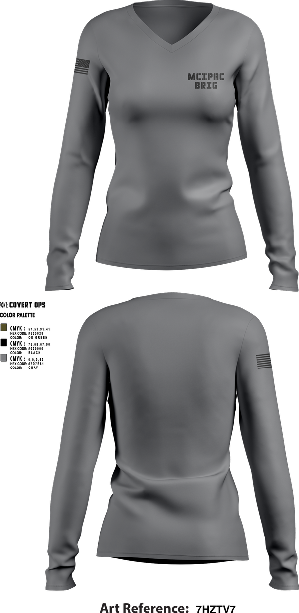 Womens Long Sleeve Vneck Shirt, MCIPAC Brig, , Teamtime, Team time, sublimation, custom sports apparel, team uniforms, spirit wear, spiritwear, sports uniforms, custom shirts, team store, custom team store, fundraiser sports, apparel fundraiser