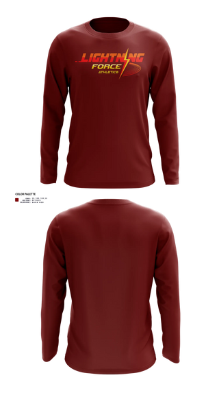 Long Sleeve Performance Shirt, Lightning Force Athletics, Track & Field, Teamtime, Team time, sublimation, custom sports apparel, team uniforms, spirit wear, spiritwear, sports uniforms, custom shirts, team store, custom team store, fundraiser sports, apparel fundraiser