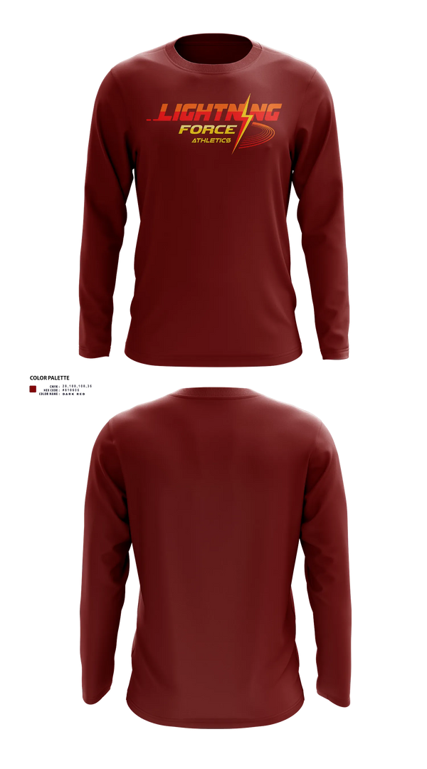 Long Sleeve Performance Shirt, Lightning Force Athletics, Track & Field, Teamtime, Team time, sublimation, custom sports apparel, team uniforms, spirit wear, spiritwear, sports uniforms, custom shirts, team store, custom team store, fundraiser sports, apparel fundraiser