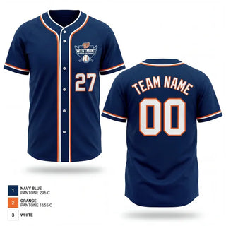 Full Button Baseball Jersey, Westmont Youth Baseball, Baseball, Teamtime, Team time, sublimation, custom sports apparel, team uniforms, spirit wear, spiritwear, sports uniforms, custom shirts, team store, custom team store, fundraiser sports, apparel fundraiser