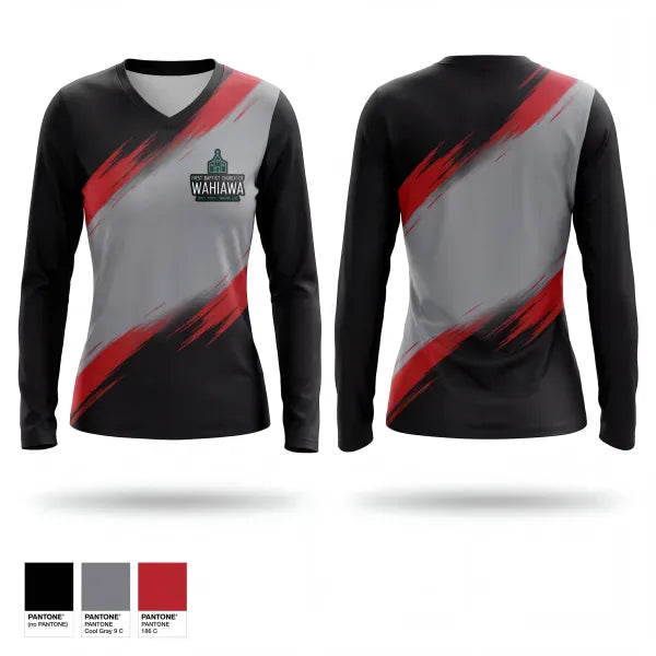 Womens Long Sleeve Vneck Shirt, FBCW, Army, Teamtime, Team time, sublimation, custom sports apparel, team uniforms, spirit wear, spiritwear, sports uniforms, custom shirts, team store, custom team store, fundraiser sports, apparel fundraiser