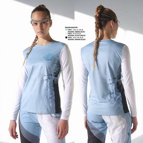 Womens Long Sleeve Vneck Shirt, Holy Family University Lacrosse, Women's Lacrosse, Teamtime, Team time, sublimation, custom sports apparel, team uniforms, spirit wear, spiritwear, sports uniforms, custom shirts, team store, custom team store, fundraiser sports, apparel fundraiser