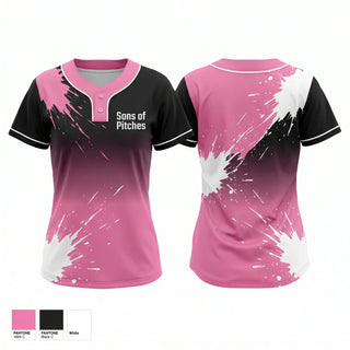 Two Button Softball Jersey, Sons of Pitches, Softball, Teamtime, Team time, sublimation, custom sports apparel, team uniforms, spirit wear, spiritwear, sports uniforms, custom shirts, team store, custom team store, fundraiser sports, apparel fundraiser