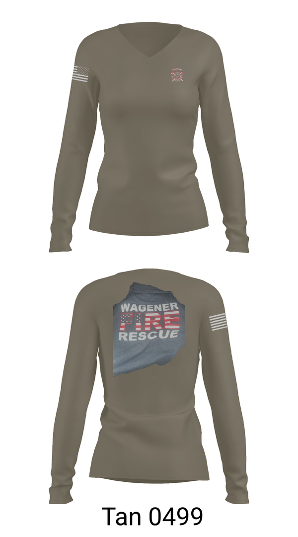 Womens Long Sleeve Vneck Shirt, Wagener Fire Department, Fire Department, Teamtime, Team time, sublimation, custom sports apparel, team uniforms, spirit wear, spiritwear, sports uniforms, custom shirts, team store, custom team store, fundraiser sports, apparel fundraiser