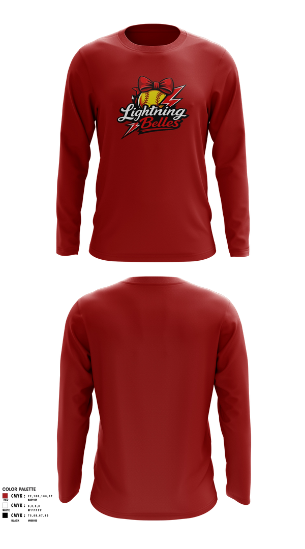 Long Sleeve Performance Shirt, Bluegrass Lightning Belles, Softball, Teamtime, Team time, sublimation, custom sports apparel, team uniforms, spirit wear, spiritwear, sports uniforms, custom shirts, team store, custom team store, fundraiser sports, apparel fundraiser