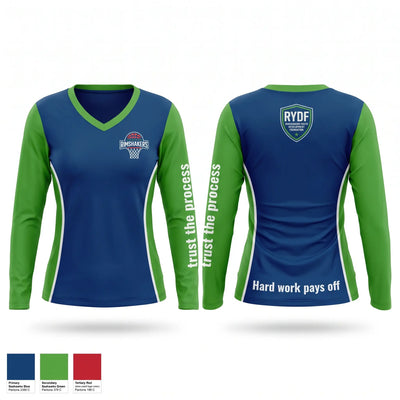 Houston Rimshakers Women's Long Sleeve V-neck Shirt - 1