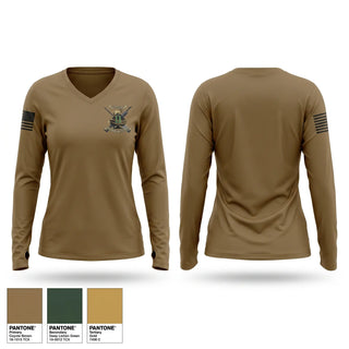 Womens Long Sleeve Vneck Shirt, MESG-2 DET BAH, Navy, Teamtime, Team time, sublimation, custom sports apparel, team uniforms, spirit wear, spiritwear, sports uniforms, custom shirts, team store, custom team store, fundraiser sports, apparel fundraiser