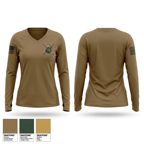 Womens Long Sleeve Vneck Shirt, MESG-2 DET BAH, Navy, Teamtime, Team time, sublimation, custom sports apparel, team uniforms, spirit wear, spiritwear, sports uniforms, custom shirts, team store, custom team store, fundraiser sports, apparel fundraiser