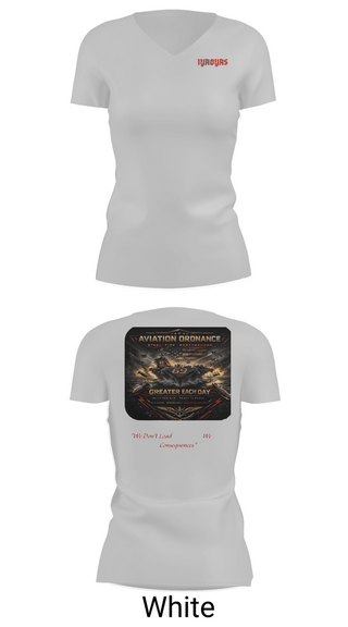 Womens Short Sleeve Vneck Shirt, Aviation Ordinance AAO CH.69, Navy, Teamtime, Team time, sublimation, custom sports apparel, team uniforms, spirit wear, spiritwear, sports uniforms, custom shirts, team store, custom team store, fundraiser sports, apparel fundraiser