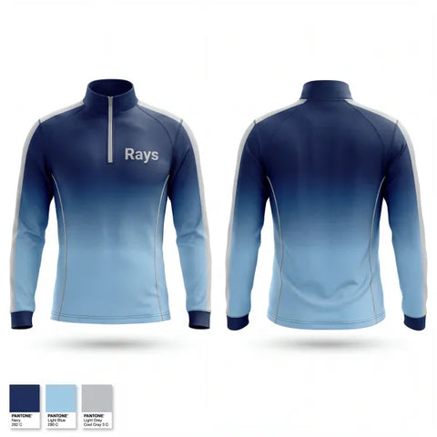 Quarter Zip Jacket, Rays, Baseball, Teamtime, Team time, sublimation, custom sports apparel, team uniforms, spirit wear, spiritwear, sports uniforms, custom shirts, team store, custom team store, fundraiser sports, apparel fundraiser