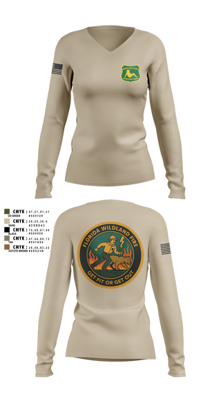 Womens Long Sleeve Vneck Shirt, Florida, , Teamtime, Team time, sublimation, custom sports apparel, team uniforms, spirit wear, spiritwear, sports uniforms, custom shirts, team store, custom team store, fundraiser sports, apparel fundraiser