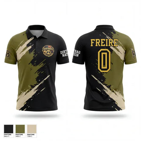 Short Sleeve Performance Polo, Dirtbags, Baseball, Teamtime, Team time, sublimation, custom sports apparel, team uniforms, spirit wear, spiritwear, sports uniforms, custom shirts, team store, custom team store, fundraiser sports, apparel fundraiser