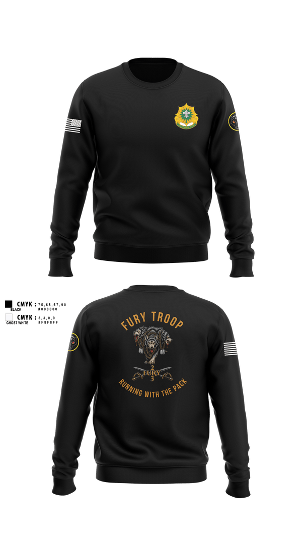Crew Neck Sweatshirt, 3/2 CR Fury Troop, Army, Teamtime, Team time, sublimation, custom sports apparel, team uniforms, spirit wear, spiritwear, sports uniforms, custom shirts, team store, custom team store, fundraiser sports, apparel fundraiser
