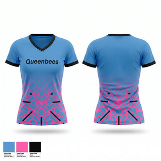 Womens Short Sleeve Vneck Shirt, Queenbees, Softball, Teamtime, Team time, sublimation, custom sports apparel, team uniforms, spirit wear, spiritwear, sports uniforms, custom shirts, team store, custom team store, fundraiser sports, apparel fundraiser