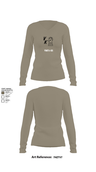 Womens Long Sleeve Vneck Shirt, VMFA-121, , Teamtime, Team time, sublimation, custom sports apparel, team uniforms, spirit wear, spiritwear, sports uniforms, custom shirts, team store, custom team store, fundraiser sports, apparel fundraiser