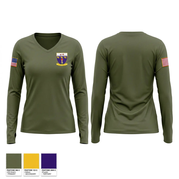 Womens Long Sleeve Vneck Shirt, 51st BCT, Army, Teamtime, Team time, sublimation, custom sports apparel, team uniforms, spirit wear, spiritwear, sports uniforms, custom shirts, team store, custom team store, fundraiser sports, apparel fundraiser