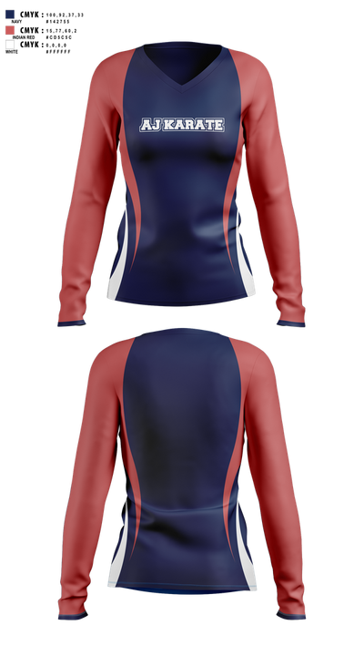 AJKarateAJKarate 7020384 Women's Long Sleeve V-neck Shirt - 1 (1)