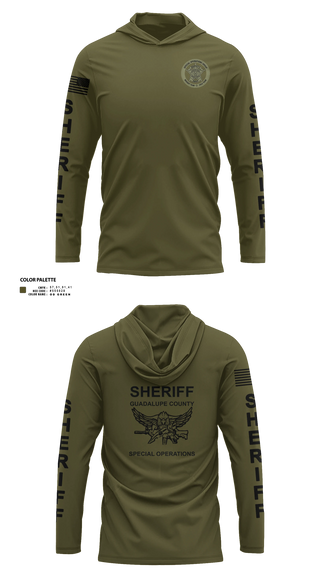 Long Sleeve hooded sunshirt, Guadalupe County SWAT, Police, Teamtime, Team time, sublimation, custom sports apparel, team uniforms, spirit wear, spiritwear, sports uniforms, custom shirts, team store, custom team store, fundraiser sports, apparel fundraiser