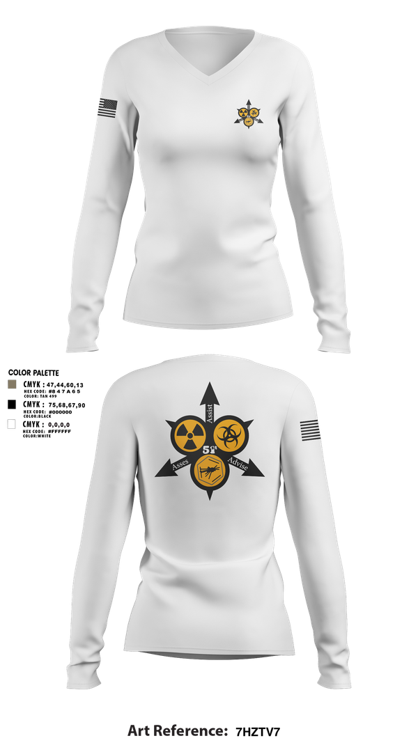 Womens Long Sleeve Vneck Shirt, 51st WMD-CST, , Teamtime, Team time, sublimation, custom sports apparel, team uniforms, spirit wear, spiritwear, sports uniforms, custom shirts, team store, custom team store, fundraiser sports, apparel fundraiser