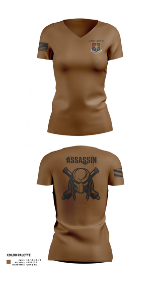Womens Short Sleeve Vneck Shirt, A Btry 1-206th FA, National Guard, Teamtime, Team time, sublimation, custom sports apparel, team uniforms, spirit wear, spiritwear, sports uniforms, custom shirts, team store, custom team store, fundraiser sports, apparel fundraiser