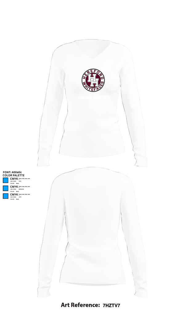Womens Long Sleeve Vneck Shirt, Hereford Whitefaces, Wrestling, Teamtime, Team time, sublimation, custom sports apparel, team uniforms, spirit wear, spiritwear, sports uniforms, custom shirts, team store, custom team store, fundraiser sports, apparel fundraiser