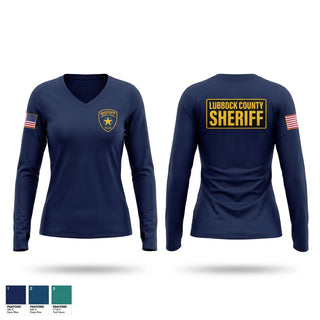 Womens Long Sleeve Vneck Shirt, Lubbock County Sheriff’s Office, Police, Teamtime, Team time, sublimation, custom sports apparel, team uniforms, spirit wear, spiritwear, sports uniforms, custom shirts, team store, custom team store, fundraiser sports, apparel fundraiser