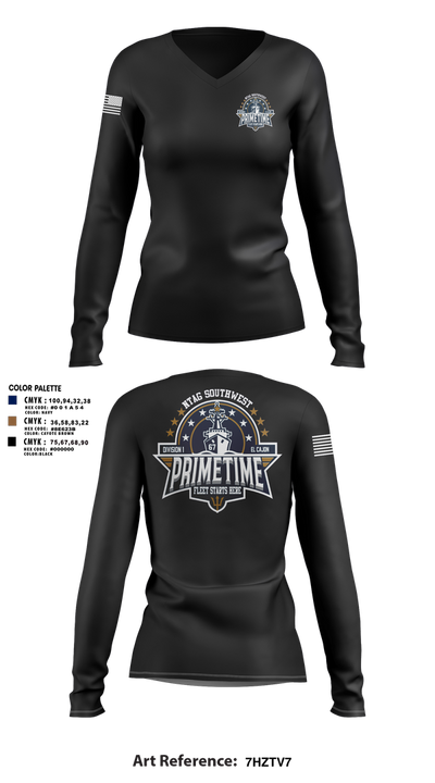 PRIMETIME 79081947 Women's Long Sleeve V-neck Shirt - 3