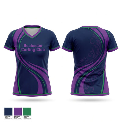 Rochester Curling Club Women's Short Sleeve V-neck Shirt - 1