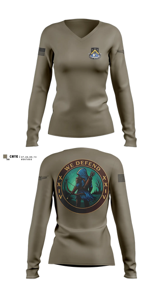 Womens Long Sleeve Vneck Shirt, 24TH MDSB, Army, Teamtime, Team time, sublimation, custom sports apparel, team uniforms, spirit wear, spiritwear, sports uniforms, custom shirts, team store, custom team store, fundraiser sports, apparel fundraiser