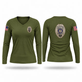 Womens Long Sleeve Vneck Shirt, Forsyth Tech campus Police, Police, Teamtime, Team time, sublimation, custom sports apparel, team uniforms, spirit wear, spiritwear, sports uniforms, custom shirts, team store, custom team store, fundraiser sports, apparel fundraiser