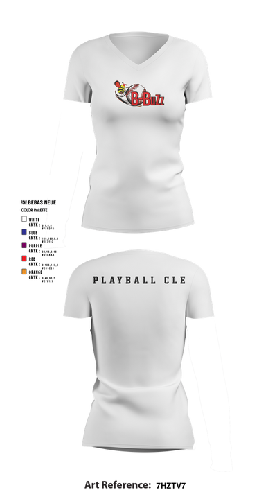B Buzz Baseball League 75019054 Women's Short Sleeve V-neck Shirt - 7